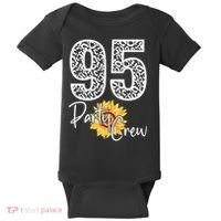 95 Party Crew Drinking Beer 95th Years Happy Birthday Sun Flower Baby Bodysuit thumb 0