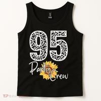 95 Party Crew Drinking Beer 95th Years Happy Birthday Sun Flower Tank Top thumb 2