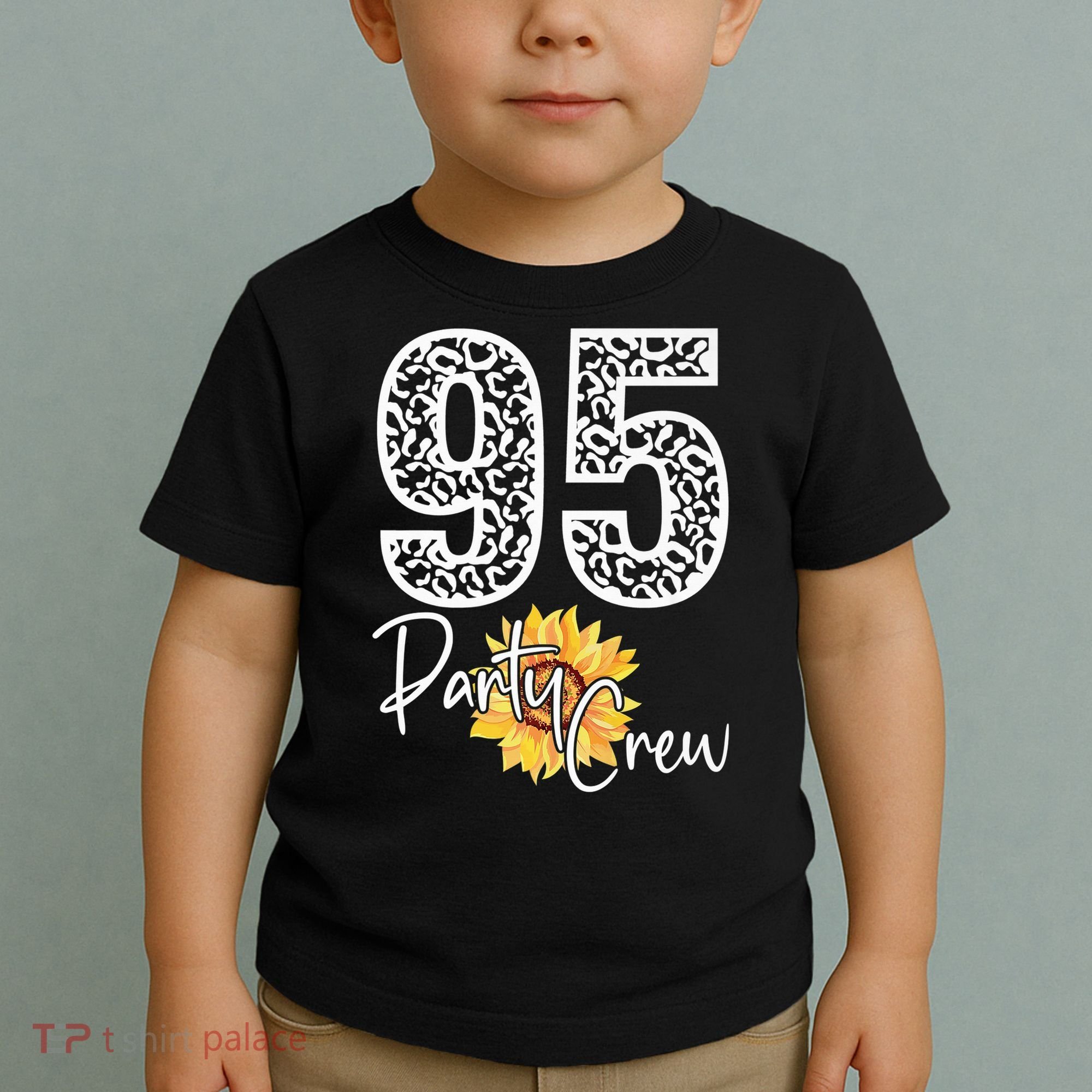 95 Party Crew Drinking Beer 95th Years Happy Birthday Sun Flower Toddler T-Shirt