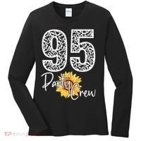 95 Party Crew Drinking Beer 95th Years Happy Birthday Sun Flower Women's Long Sleeve Shirt thumb 0