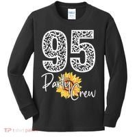 95 Party Crew Drinking Beer 95th Years Happy Birthday Sun Flower Kids Long Sleeve Shirt thumb 0