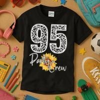 95 Party Crew Drinking Beer 95th Years Happy Birthday Sun Flower Kids T-Shirt thumb 3