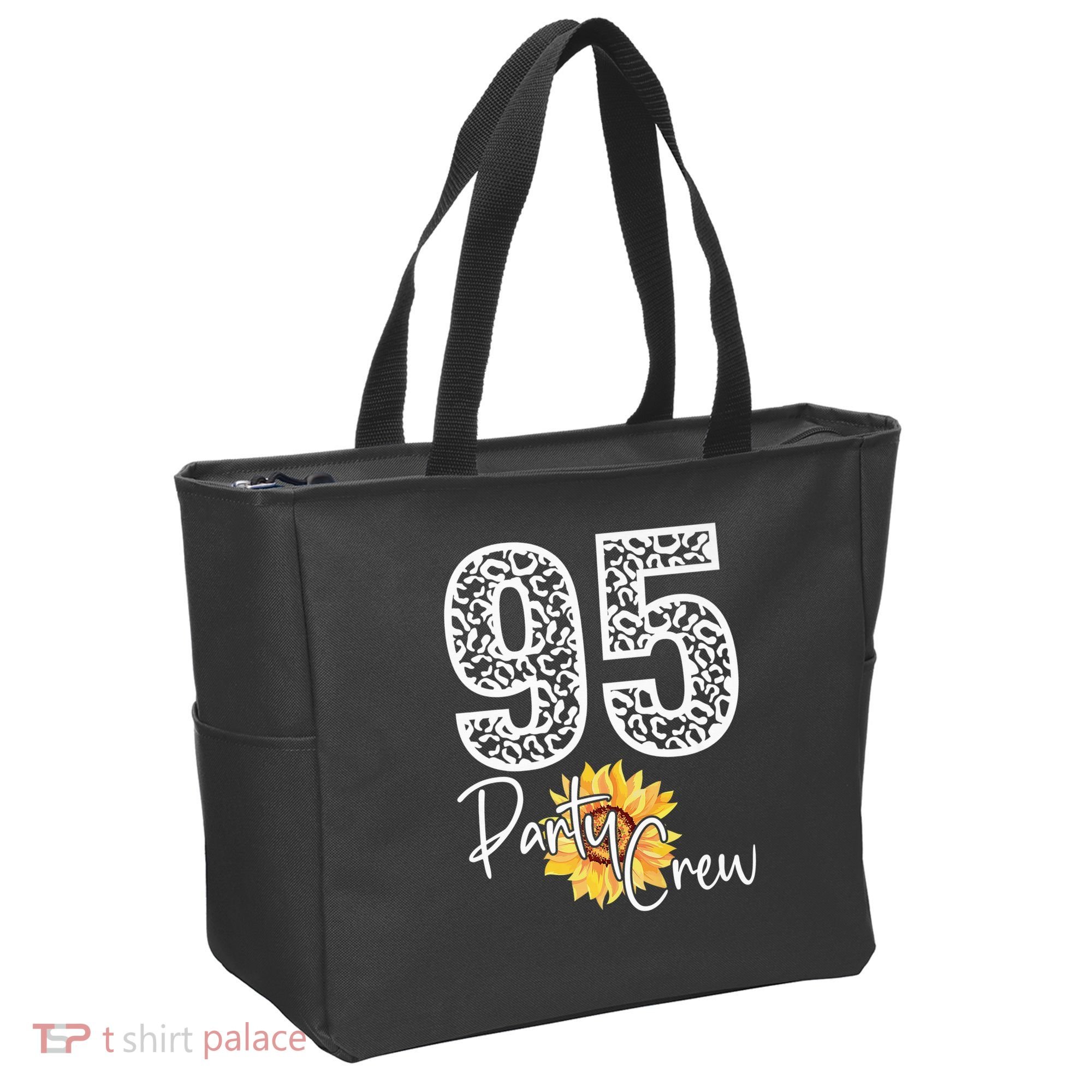 95 Party Crew Drinking Beer 95th Years Happy Birthday Sun Flower Tote Bag