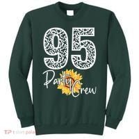 95 Party Crew Drinking Beer 95th Years Happy Birthday Sun Flower Sweatshirt thumb 0