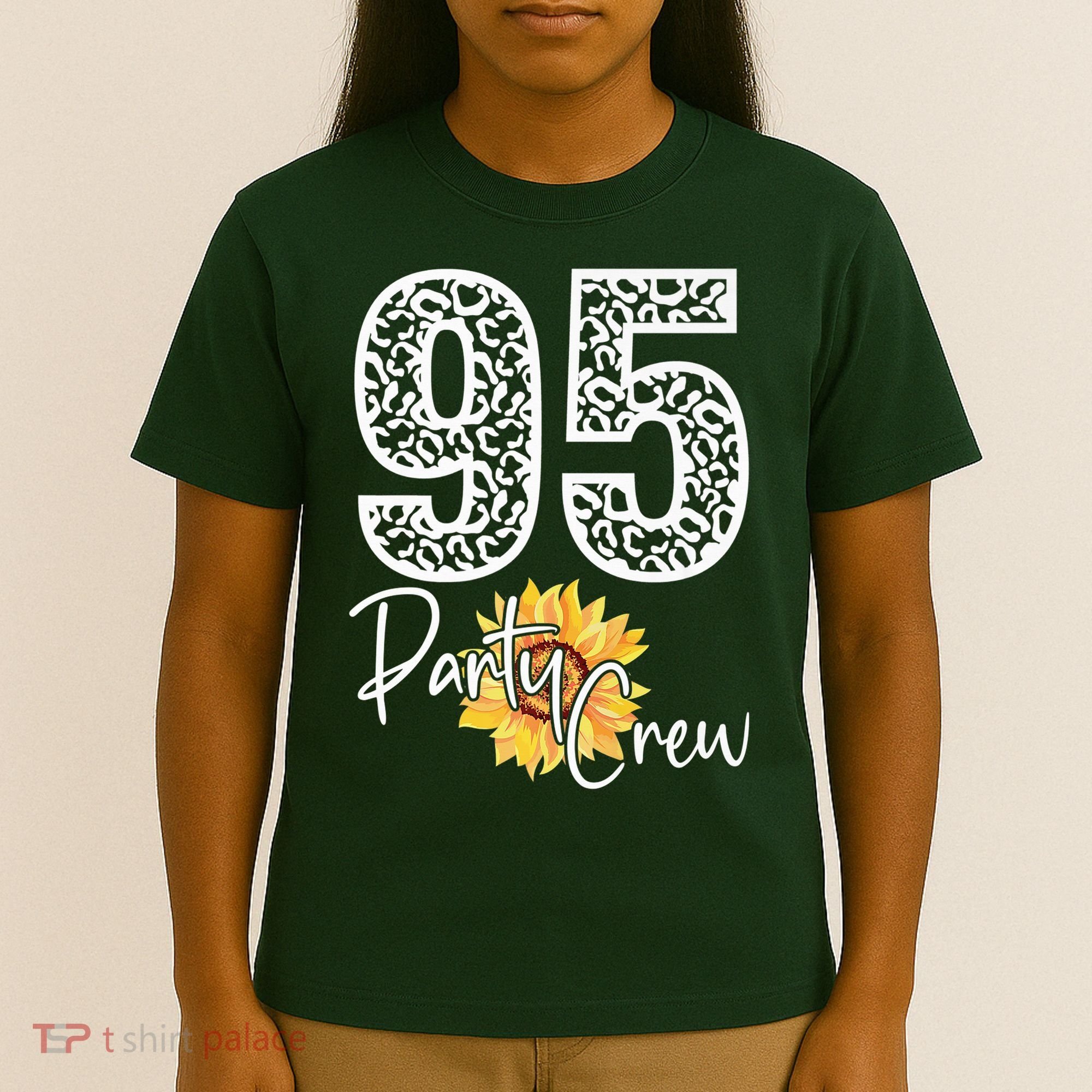 95 Party Crew Drinking Beer 95th Years Happy Birthday Sun Flower T-Shirt