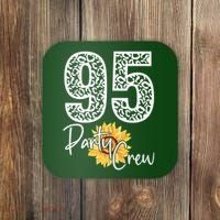 95 Party Crew Drinking Beer 95th Years Happy Birthday Sun Flower Coaster thumb 0