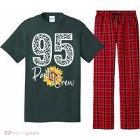 95 Party Crew Drinking Beer 95th Years Happy Birthday Sun Flower Pajama Set thumb 0