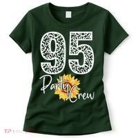 95 Party Crew Drinking Beer 95th Years Happy Birthday Sun Flower Women's T-Shirt thumb 0