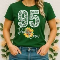 95 Party Crew Drinking Beer 95th Years Happy Birthday Sun Flower Women's T-Shirt thumb 2
