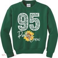 95 Party Crew Drinking Beer 95th Years Happy Birthday Sun Flower Kids Sweatshirt thumb 0