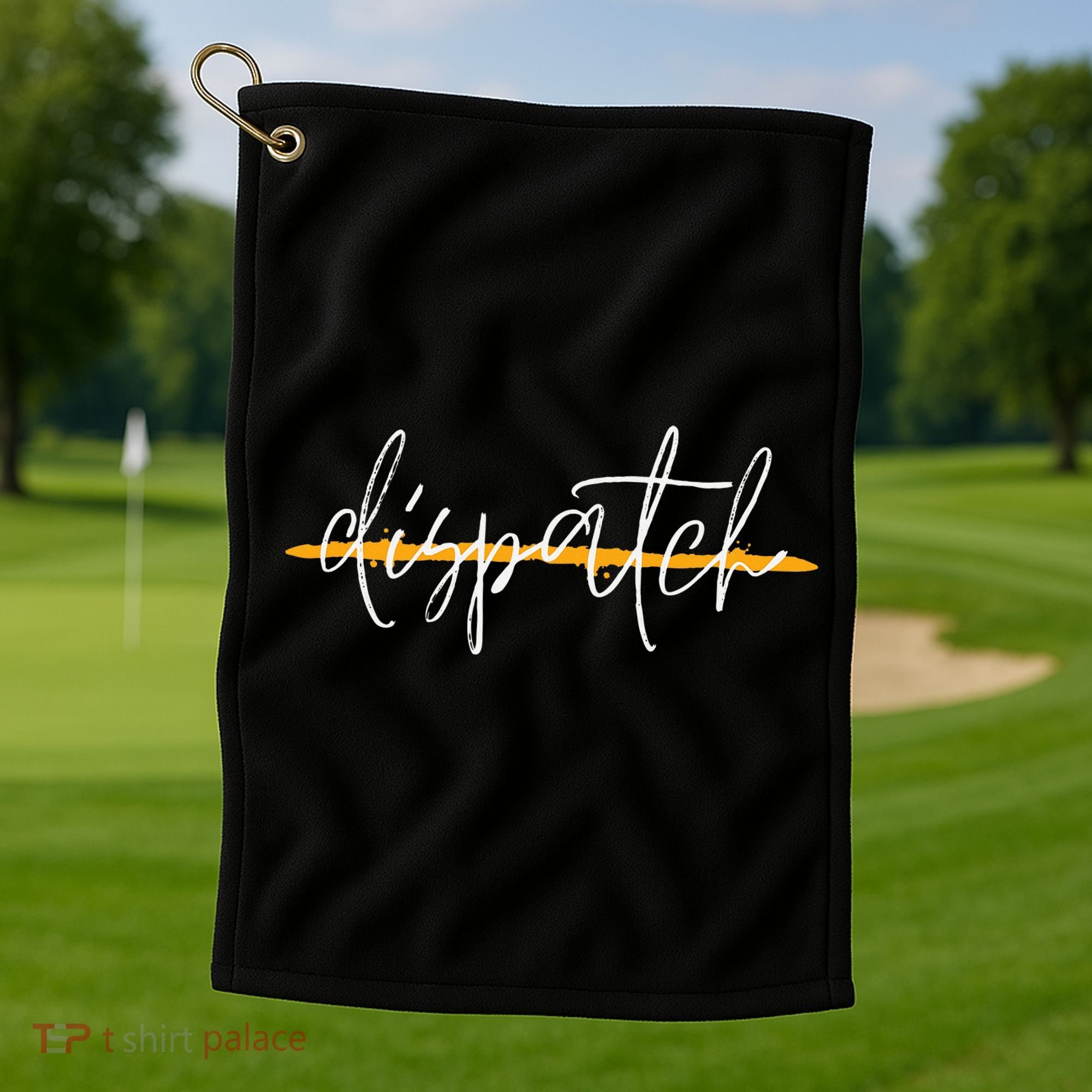 911 Police Dispatcher Thin Gold Line Sheriff Dispatch Life Golf Towel