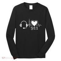 911 Police Dispatcher Thin Gold Line Heartbeat Law Enforcemt Long Sleeve Shirt thumb 0