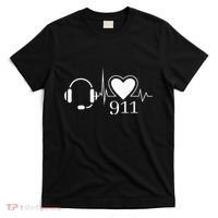 911 Police Dispatcher Thin Gold Line Heartbeat Law Enforcemt T-Shirt thumb 0