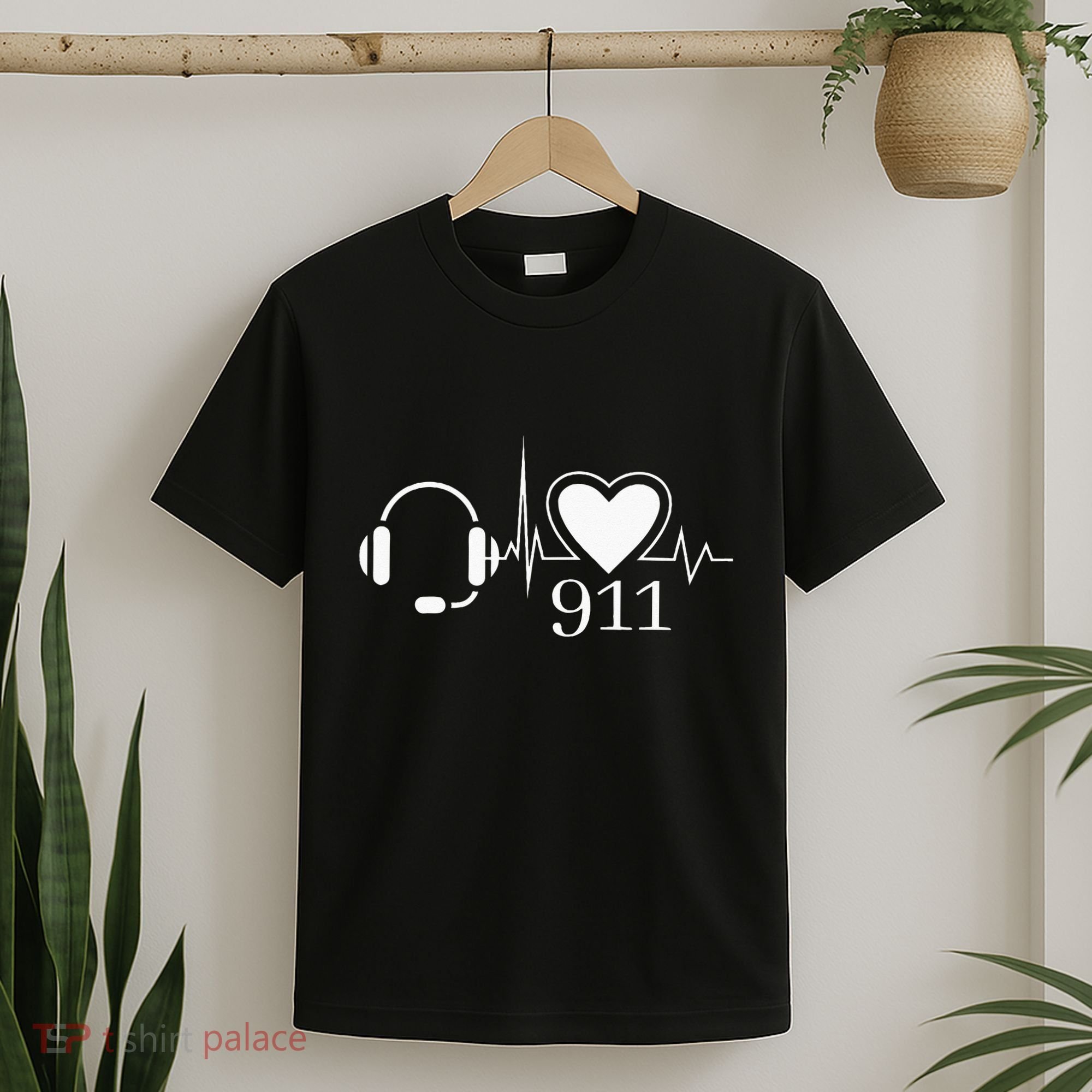911 Police Dispatcher Thin Gold Line Heartbeat Law Enforcemt T-Shirt