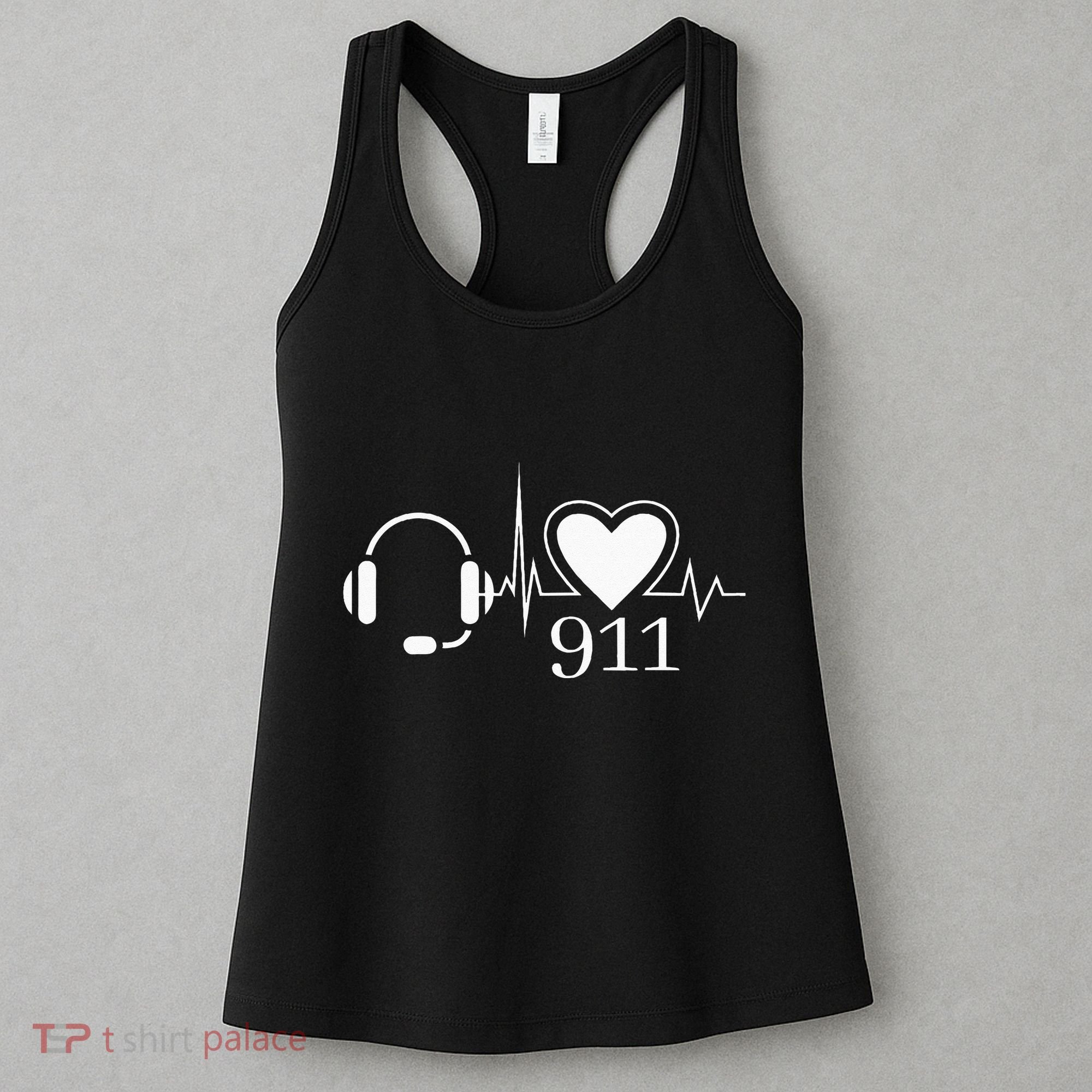 911 Police Dispatcher Thin Gold Line Heartbeat Law Enforcemt Women's Tank Top