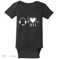 911 Police Dispatcher Thin Gold Line Heartbeat Law Enforcemt Baby Bodysuit thumb 0