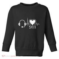 911 Police Dispatcher Thin Gold Line Heartbeat Law Enforcemt Toddler Sweatshirt thumb 0