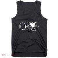 911 Police Dispatcher Thin Gold Line Heartbeat Law Enforcemt Tank Top thumb 0