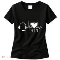 911 Police Dispatcher Thin Gold Line Heartbeat Law Enforcemt Women's T-Shirt thumb 0