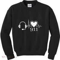 911 Police Dispatcher Thin Gold Line Heartbeat Law Enforcemt Kids Sweatshirt thumb 0