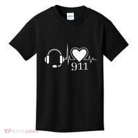 911 Police Dispatcher Thin Gold Line Heartbeat Law Enforcemt Kids T-Shirt thumb 0