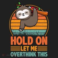 90s Retro Sunset Hang On Let Me Overthink This Sloth Funny Social Awkward Beanie thumb 2