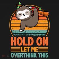 90s Retro Sunset Hang On Let Me Overthink This Sloth Funny Social Awkward Women's Hoodie thumb 2