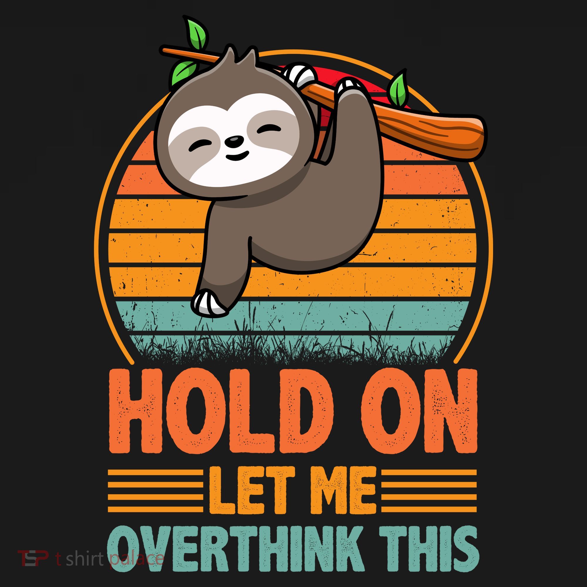90s Retro Sunset Hang On Let Me Overthink This Sloth Funny Social Awkward Women's Hoodie