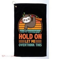90s Retro Sunset Hang On Let Me Overthink This Sloth Funny Social Awkward Golf Towel thumb 0