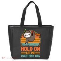 90s Retro Sunset Hang On Let Me Overthink This Sloth Funny Social Awkward Tote Bag thumb 0