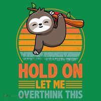 90s Retro Sunset Hang On Let Me Overthink This Sloth Funny Social Awkward Polo thumb 2