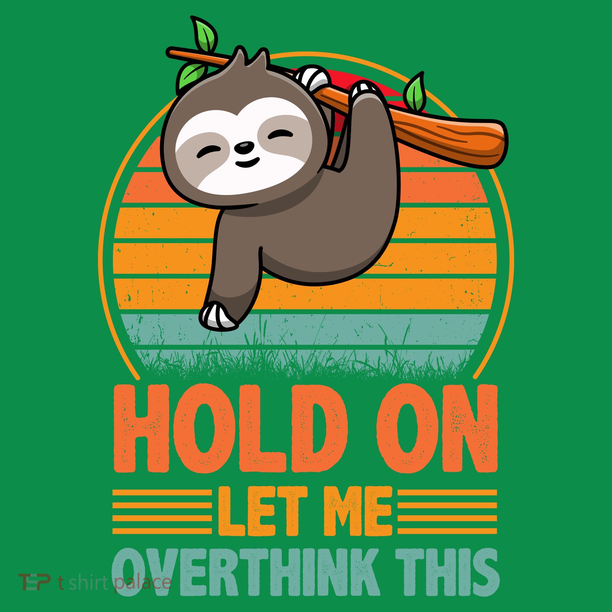 90s Retro Sunset Hang On Let Me Overthink This Sloth Funny Social Awkward Mousepad