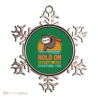 90s Retro Sunset Hang On Let Me Overthink This Sloth Funny Social Awkward Ornament