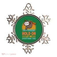 90s Retro Sunset Hang On Let Me Overthink This Sloth Funny Social Awkward Ornament thumb 0