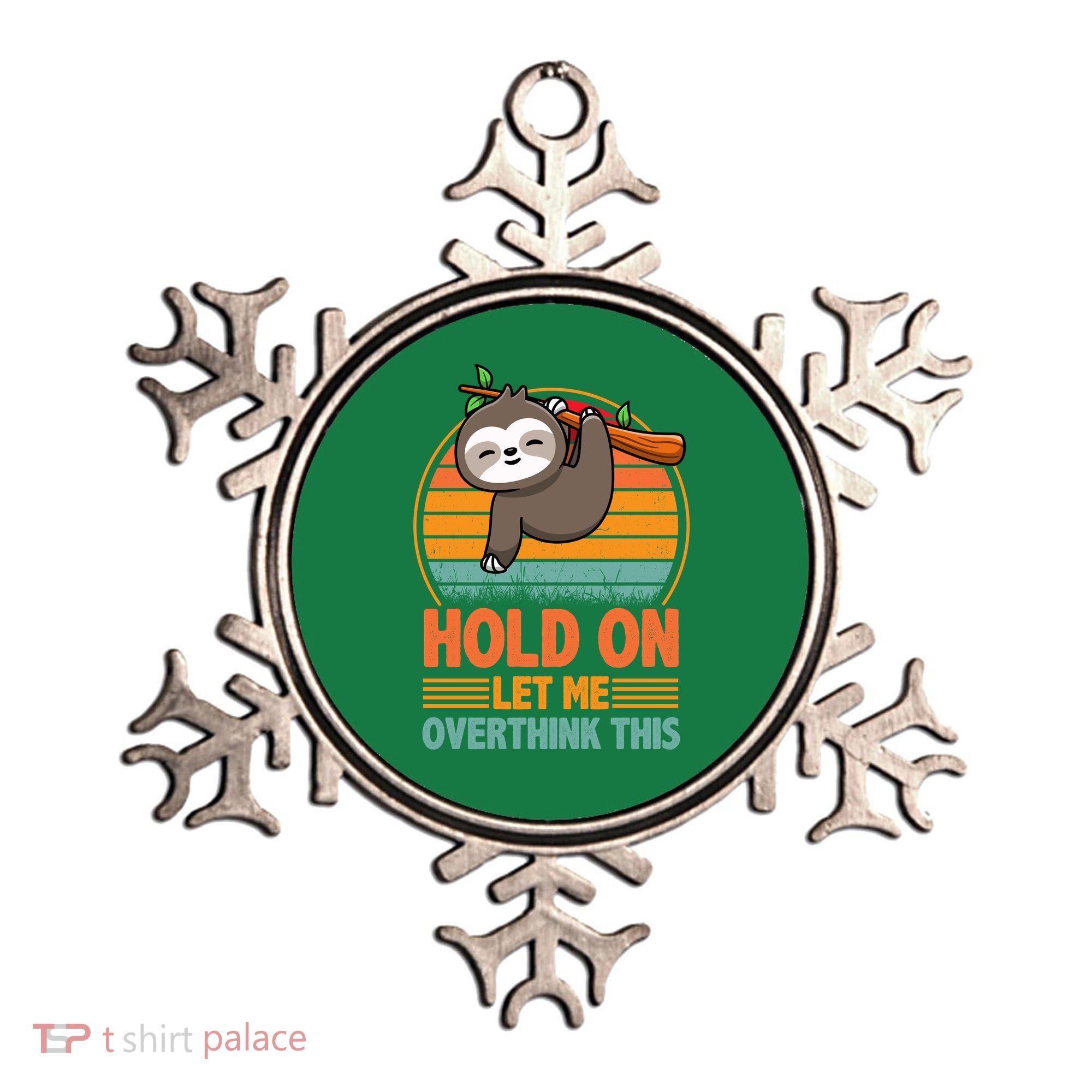 90s Retro Sunset Hang On Let Me Overthink This Sloth Funny Social Awkward Ornament