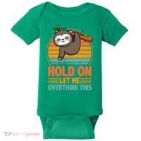90s Retro Sunset Hang On Let Me Overthink This Sloth Funny Social Awkward Baby Bodysuit thumb 0