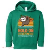 90s Retro Sunset Hang On Let Me Overthink This Sloth Funny Social Awkward Toddler Hoodie thumb 0