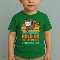 90s Retro Sunset Hang On Let Me Overthink This Sloth Funny Social Awkward Toddler T-Shirt thumb 2