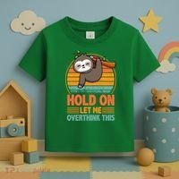 90s Retro Sunset Hang On Let Me Overthink This Sloth Funny Social Awkward Toddler T-Shirt thumb 3