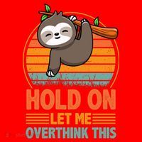 90s Retro Sunset Hang On Let Me Overthink This Sloth Funny Social Awkward Santa Hat thumb 1