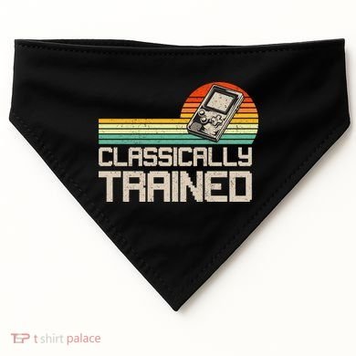 90' Retro Sunset Classically Trained Gaming Design, Game Lover Gift For Men Boys USA-Made Doggie Bandana