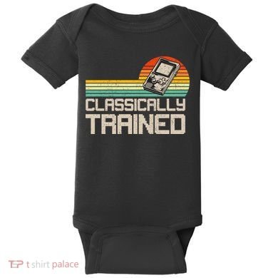 90' Retro Sunset Classically Trained Gaming Design, Game Lover Gift For Men Boys Baby Bodysuit