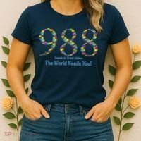 988 Suicide And Crisis Lifeline The World Needs You! Women's T-Shirt thumb 2