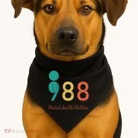988 Semicolon Mental Health Matters Suicide Prevention USA-Made Doggie Bandana thumb 1