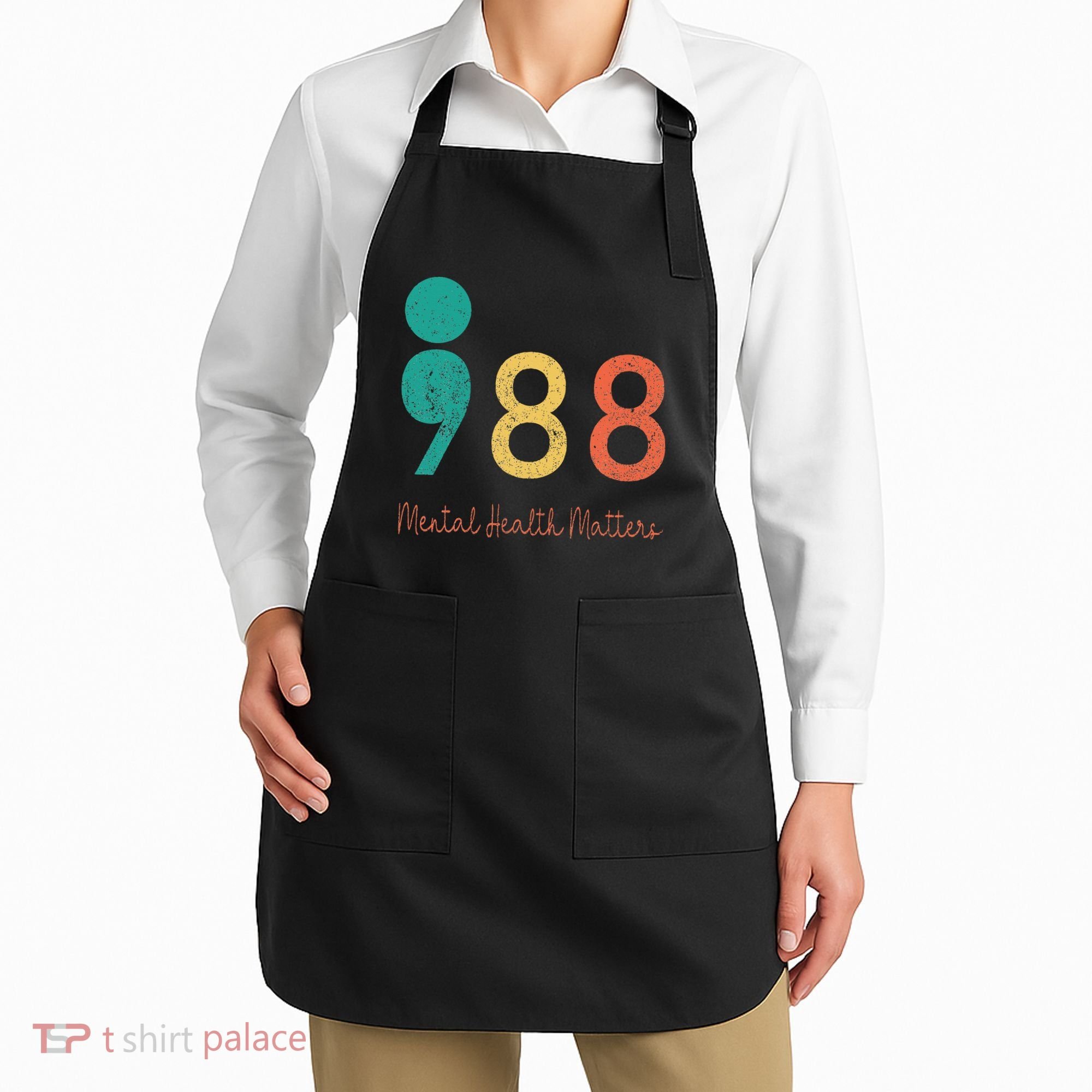 988 Semicolon Mental Health Matters Suicide Prevention Apron