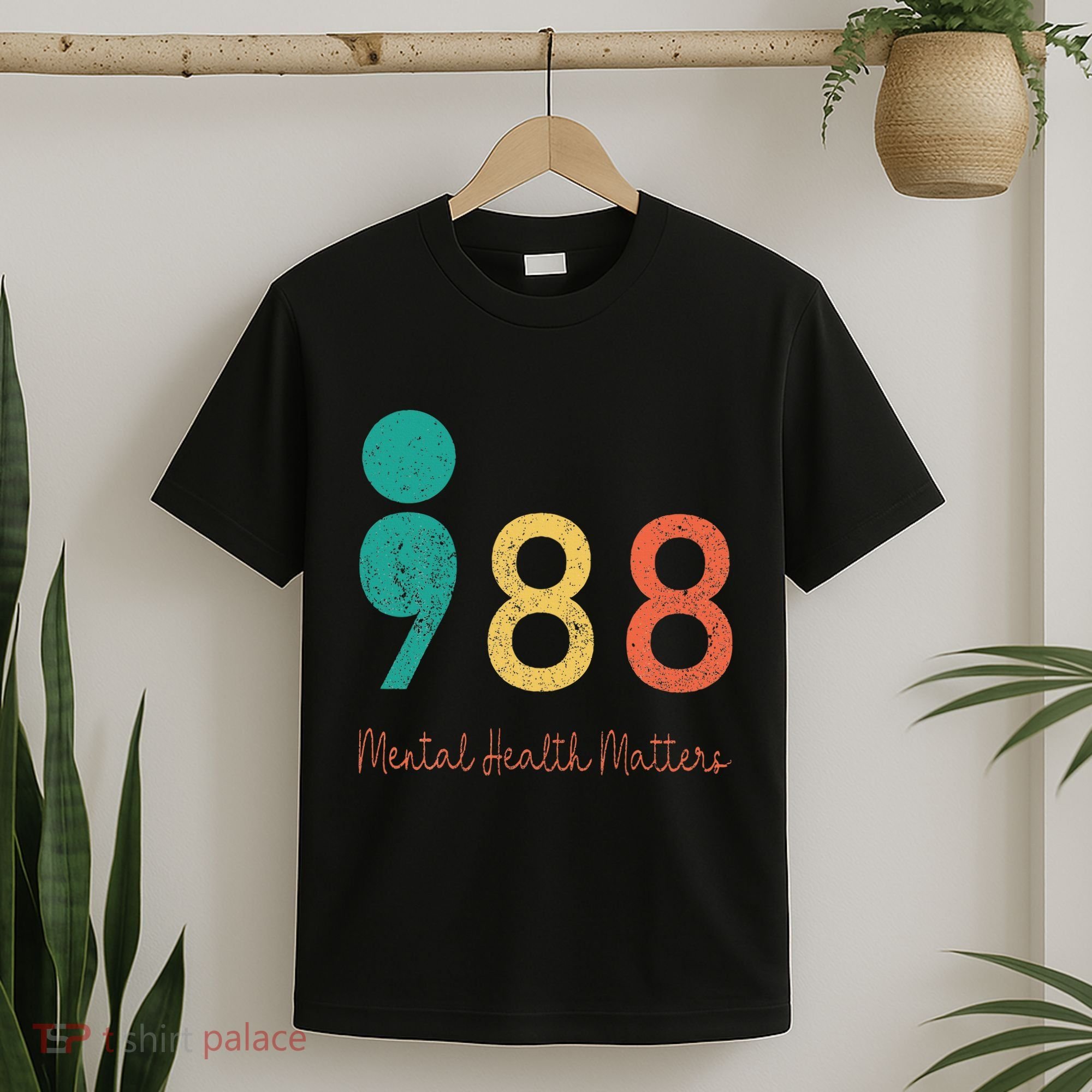 988 Semicolon Mental Health Matters Suicide Prevention T-Shirt