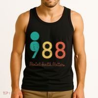 988 Semicolon Mental Health Matters Suicide Prevention Tank Top thumb 3