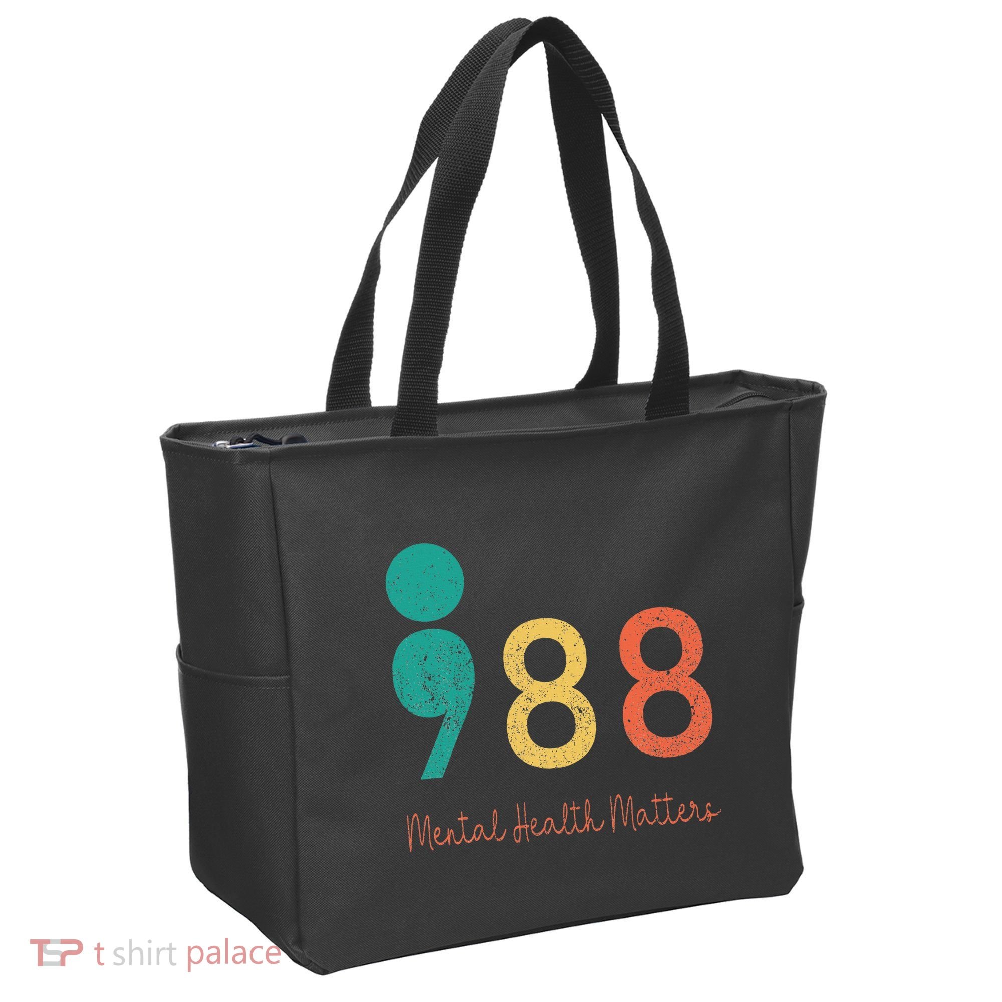 988 Semicolon Mental Health Matters Suicide Prevention Tote Bag