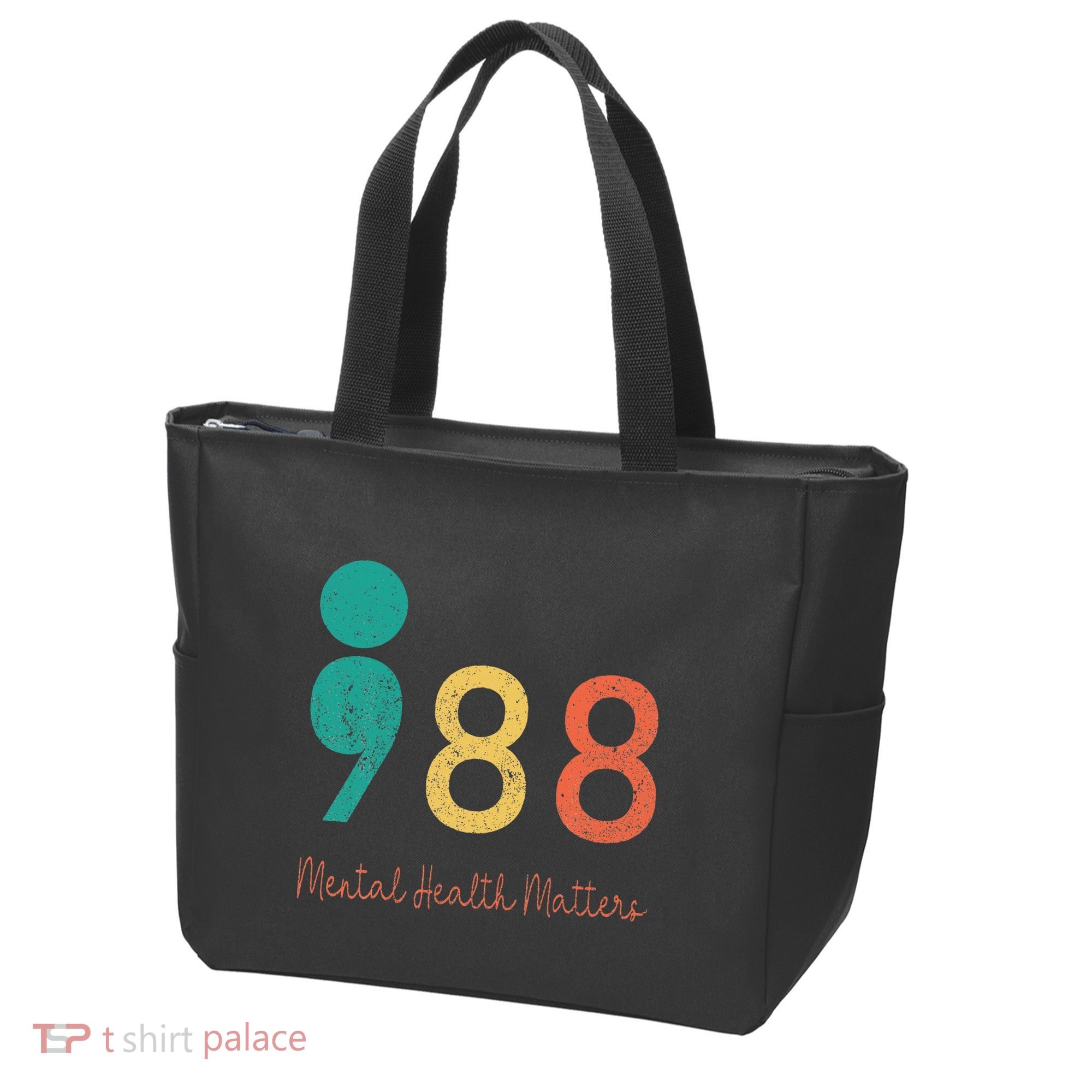 988 Semicolon Mental Health Matters Suicide Prevention Tote Bag