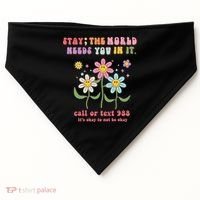 988 Suicide Prevention Retro Groovy Stay The World Needs You USA-Made Doggie Bandana thumb 0